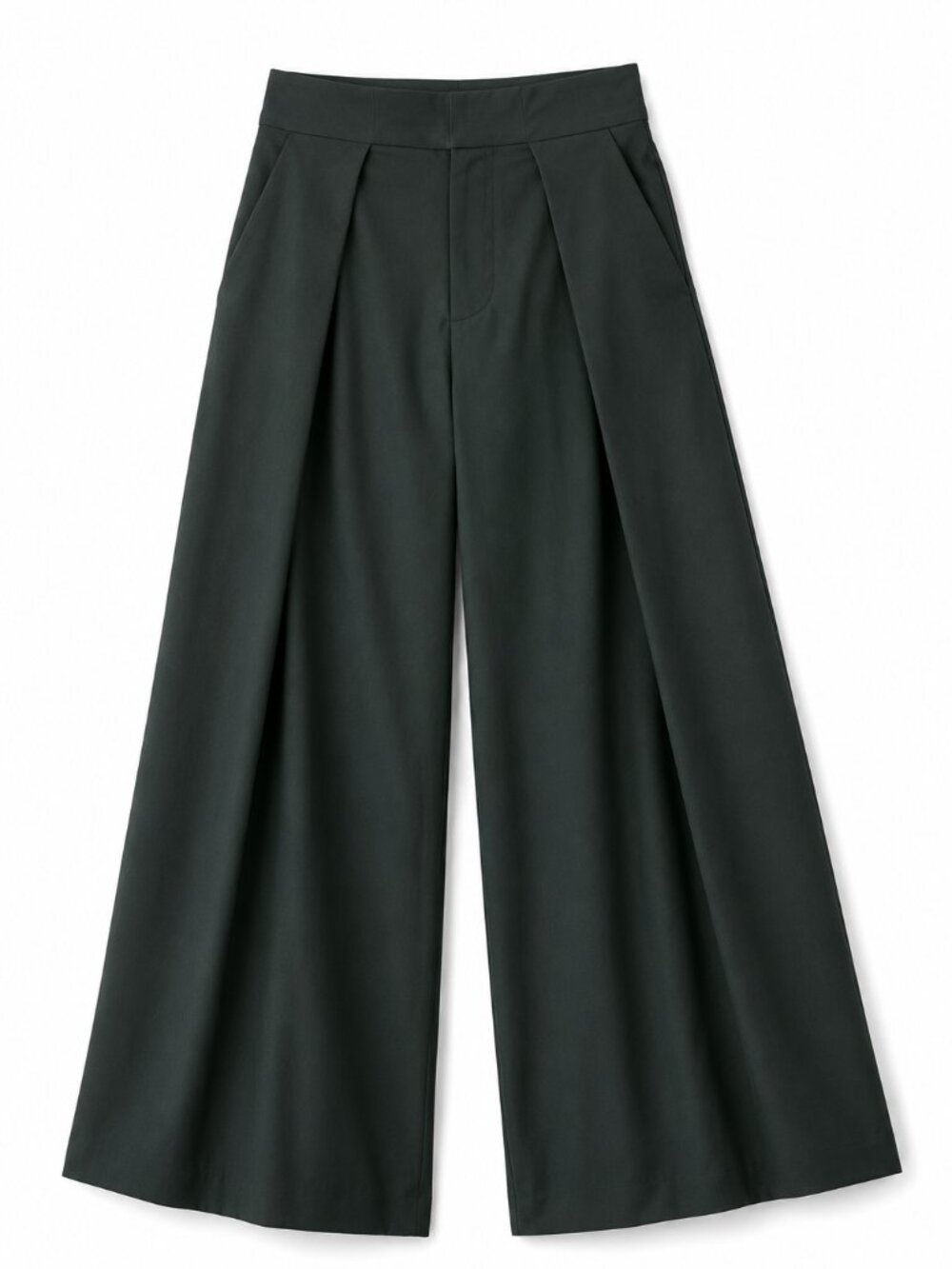 Zara Dark Green Extra Wide Leg Dress Pants High Rise Tailored S - Picture 4 of 8